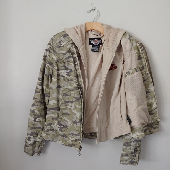 Harley Davidson Motorcycle 2 In 1 Camouflage Jacket Size Large - Picture 10 of 15